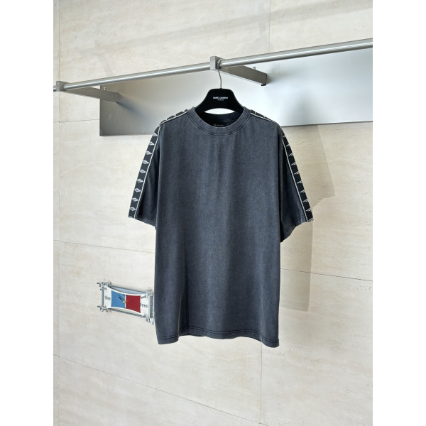 발렌시아가 자카드 스트링 라벨 티셔츠