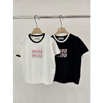 미우미우  라운드넥 레터로고 니트