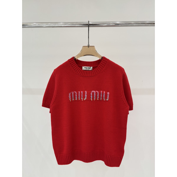 미우미우 라운드넥 로고믹스 니트