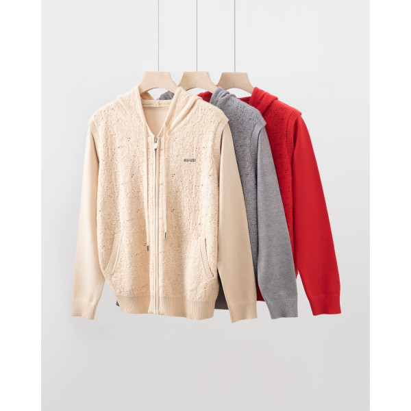 미우미우 울 후드 가디건