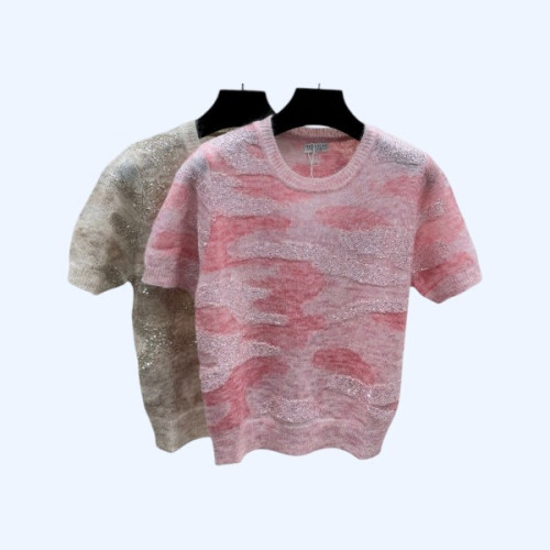 BC 라운드넥 무늬 니트반팔