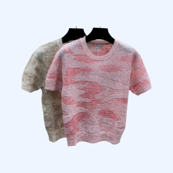 BC 라운드넥 무늬 니트반팔