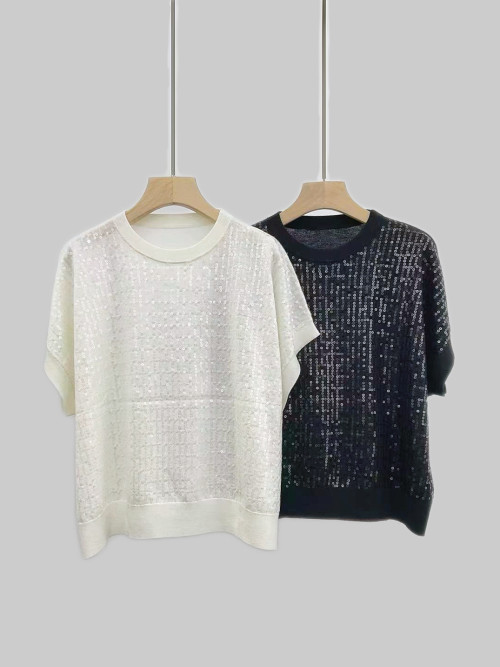 BC 스팽글 자수케시미어 혼방셔츠