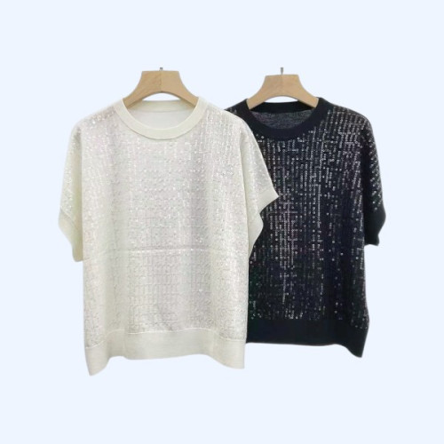 BC 스팽글 자수케시미어 혼방셔츠