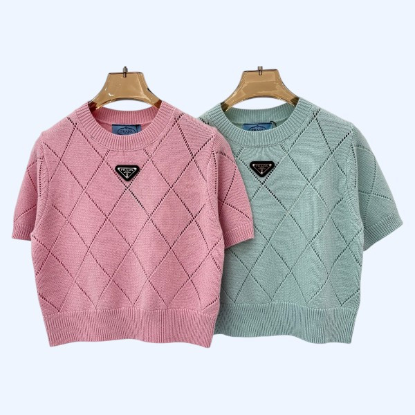 프라다 라운드넥 레터 로고 니트