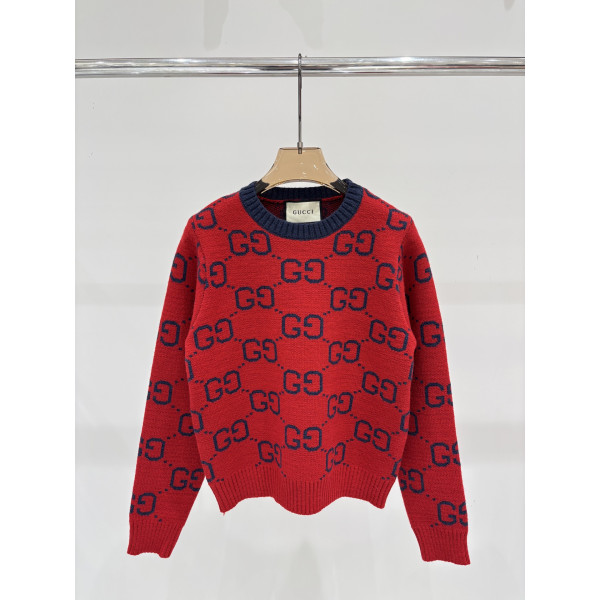 구찌 로고 라운드넥 니트