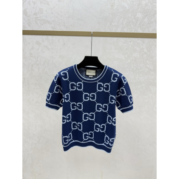 구찌 로고 라운드넥 니트 반팔