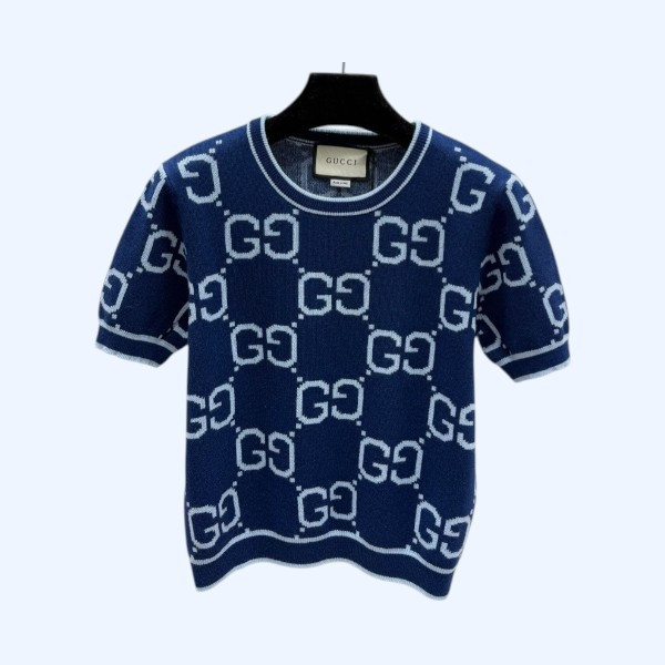 구찌 로고 라운드넥 니트 반팔