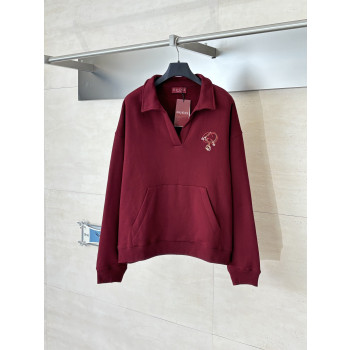 구찌 자수 플로넥 스웨드 셔츠