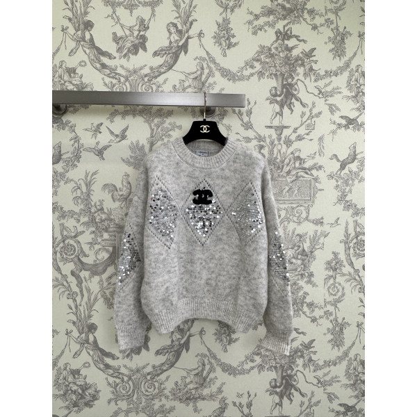 샤넬 스팽글 마른모 스웨터