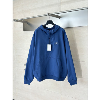 발렌시아가 스키 자수 후드 하프 집업 스웨트셔츠