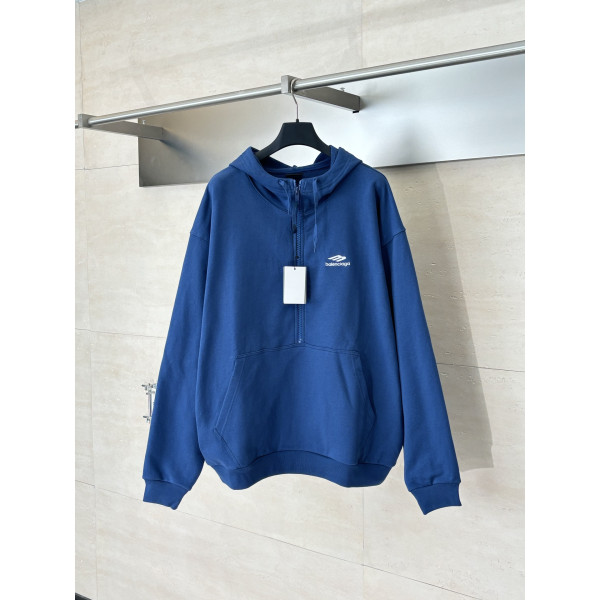 발렌시아가 스키 자수 후드 하프 집업 스웨트셔츠