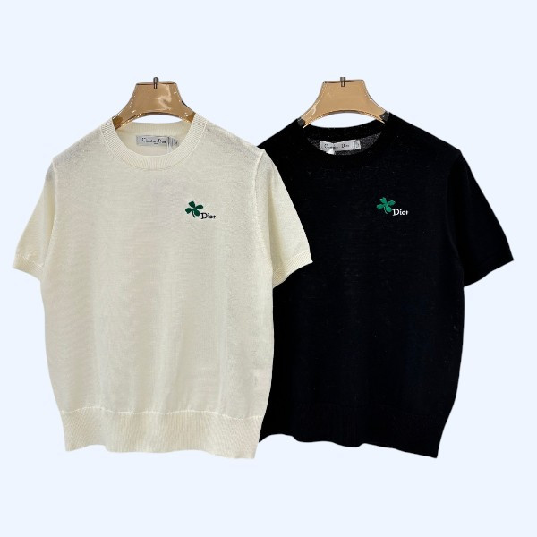 디올 라운드넥 레터로고 니트 반팔