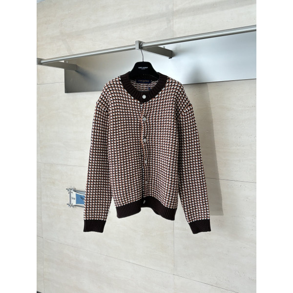 LV 에비에이터 체크 니트 가디건