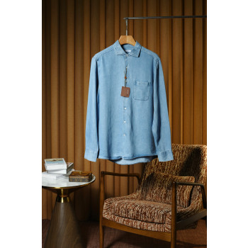 LP 슬림 레트로 데님셔츠