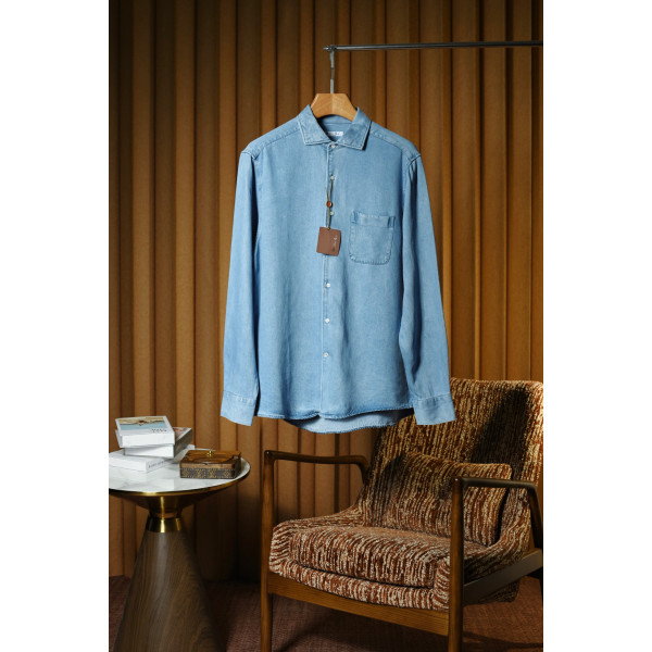LP 슬림 레트로 데님셔츠
