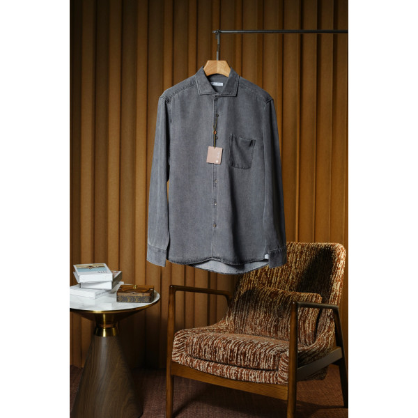 LP 슬림 레트로 데님셔츠