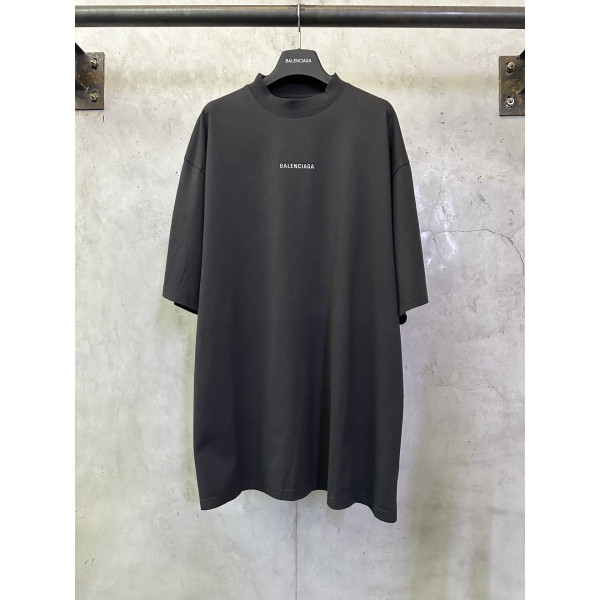 발렌시아가 레터 로고 반사 프린트 반팔 티셔츠