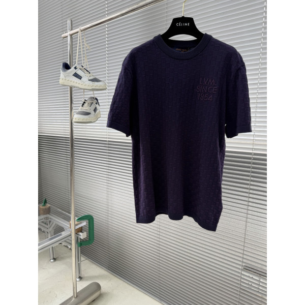 LV 다미에 자카드 크루넥 반팔셔츠