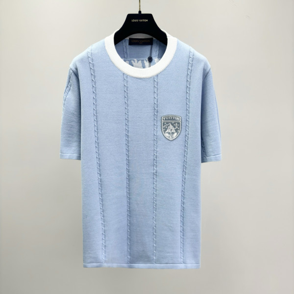 LV 실크 코튼 라운드넥 반팔 티셔츠