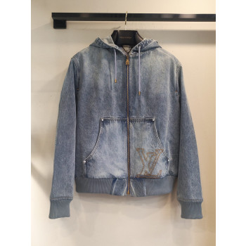 LV 자수 데님 후드 재킷