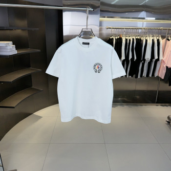 크롬하즈 무늬 번트 크로스 반팔티셔츠