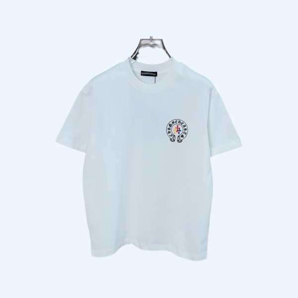 크롬하즈 무늬 번트 크로스 반팔티셔츠