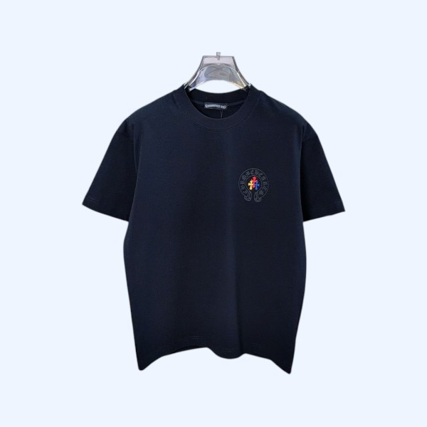 크롬하즈 무늬 번트 크로스 반팔티셔츠