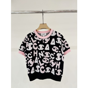 샤넬 라운드넥 레터로고 자카드폴 니트
