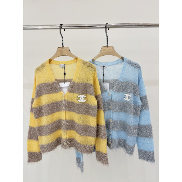 샤넬 스트라이프 블록니트 가디건