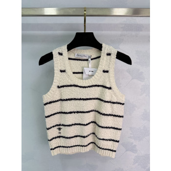 디올 라운드넥 스트라이프 니트 베스트