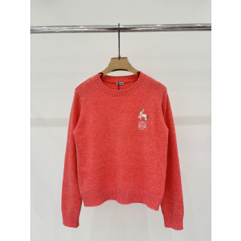 로에베 라운드넥 레터로고 포니 니트