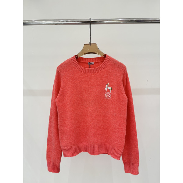 로에베 라운드넥 레터로고 포니 니트