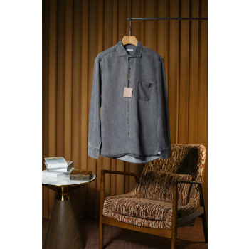 LP 슬림 레트로 데님셔츠