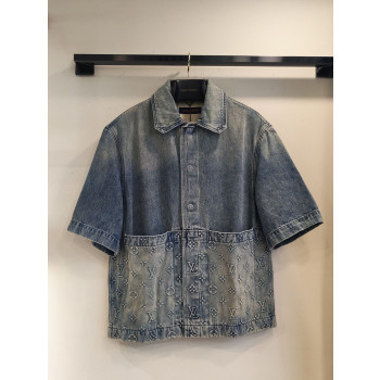 LV 라미네이터 데님 반팔 재킷
