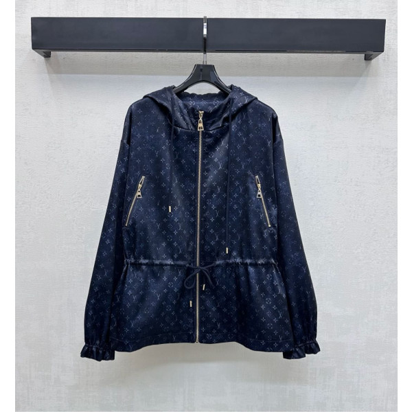 LV 프린트 후드 드로스트링 재킷