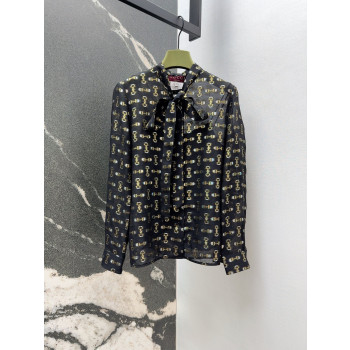 구찌 실크 보타이 셔츠