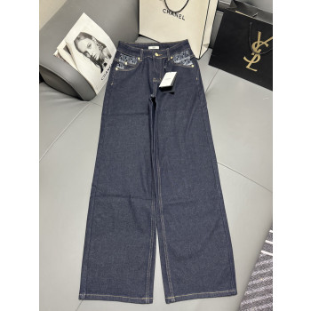 펜디 포켓 자수 스트레이트 팬츠