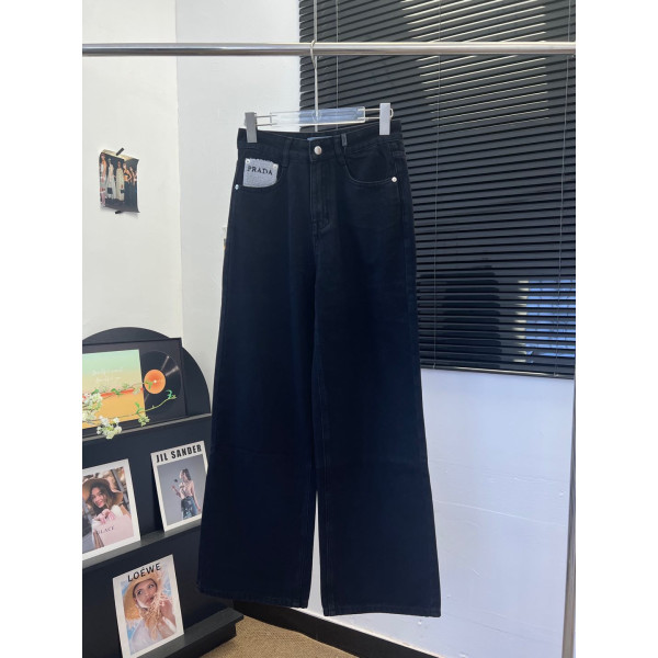 프라다 가죽포켓 데님 팬츠