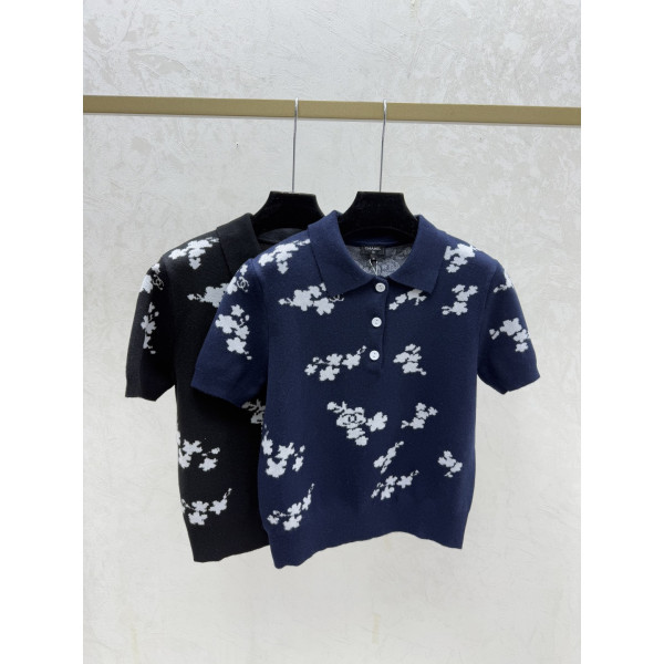 샤넬 꽃무늬 반팔 티셔츠