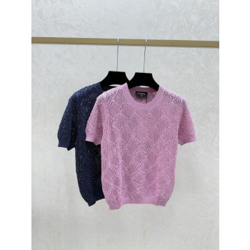 샤넬 솔리드 라운드넥 반팔 티셔츠