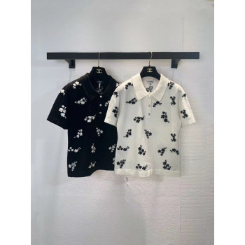 샤넬 투톤 라펠반팔 티셔츠