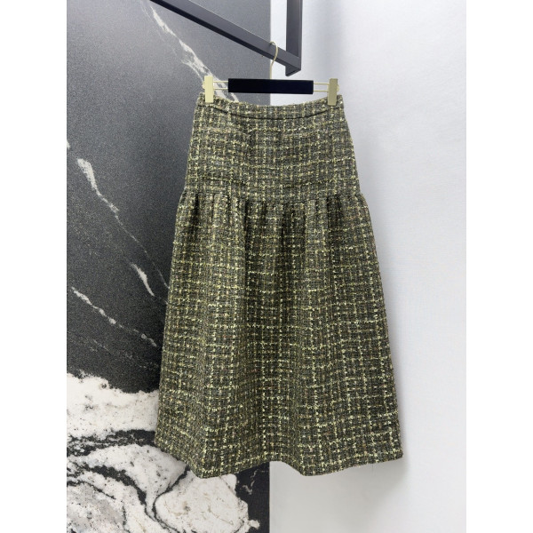 샤넬 트위드 라펠 롱 스커트