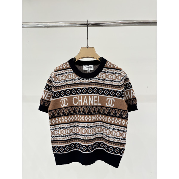 샤넬 페어아일 니트 반팔 티셔츠