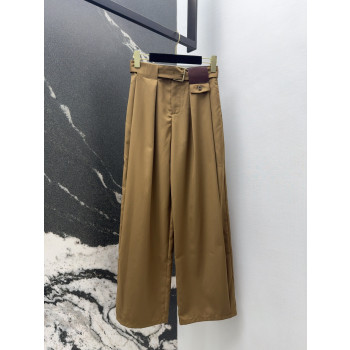 로에베 더블 플리츠 가죽 팬츠