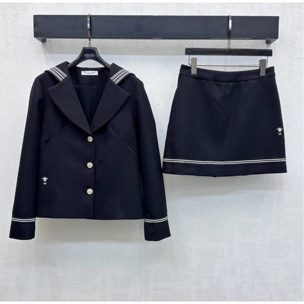 디올 숄 칼라 재킷 스커트 세트