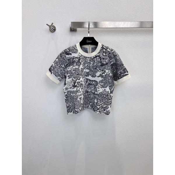 디올 프린트 니트 탑셔츠