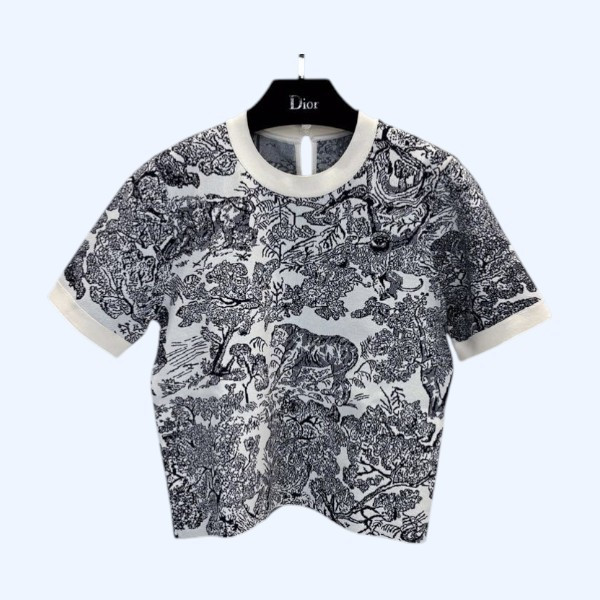 디올 프린트 니트 탑셔츠