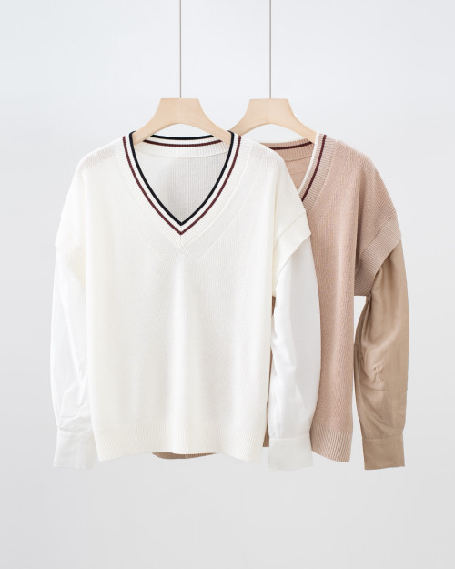 BC브이넥 린넨 실크 티셔츠