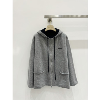 미우미우  더블 지퍼 캐시미어 후드 가디건